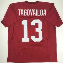 Aangepaste nieuwe Tua Tagovailoa Alabama Crimson College gestikte voetbaljersey Voeg elk naamnummer toe