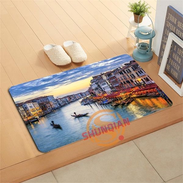 Noche personalizada Venecia Hermosa Italia Felpudo Baño Almohadilla para el pie Decoración para el hogar Baño S Puerta Alfombra A320 # 150 220622