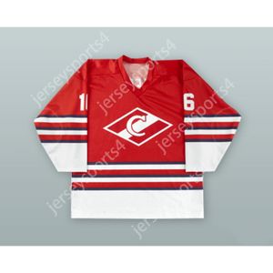 Maglia da hockey personalizzata NIKOLAI BORSCHEVSKY 16 SPARTAK MOSCA ROSSA NUOVA cucitura superiore S-M-L-XL-XXL-3XL-4XL-5XL-6XL