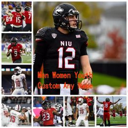 Custom Northern Illinois Huskies NIU Football Любое имя Номер Красный Белый Черный 3 Тайрис Ричи 12 Росс Бауэрс 15 Маркус Чайлдерс Джерси