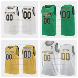 Camiseta de baloncesto personalizada de Notre Dame Personalizada Cualquier nombre Número Hombres Mujeres Camisetas juveniles bordadas 0 Carey Booth 1 Julian Roper II 2 Logan Imes 3 Markus Burton