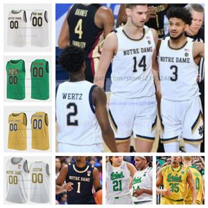 Camiseta de baloncesto personalizada de Notre Dame Personalizada Cualquier nombre Número Hombres Mujeres Camisetas juveniles bordadas 4 Alex Wade 5 Raheem Braiton 10 JT Kelly 11 Braeden Shrewsberry