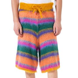 Men ODM personnalisé Hommes tricotés Shorts lâches pantalons en tricot d'hiver Tricot à crampons à rayures à rayures Mohair Mohair