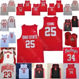 Aangepaste Ohio State Buckeyes Basketball Jersey NCAA College Kyle Young Wesson E.J.Liddell Eugene Brown III Zed Key Russell Towns Sueing Ahrens
