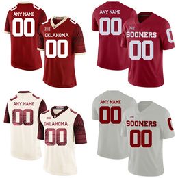 Aangepaste Oklahoma Sooners Jerseys Aangepast Men College White Red Us Vlag Fashion volwassen maat American Football Wear Stitched Jersey