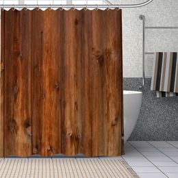 Aangepaste oude houten douchegordijnen DIY badkamer gordijn stof wasbaar polyester voor badkuip kunst decor daling 210609