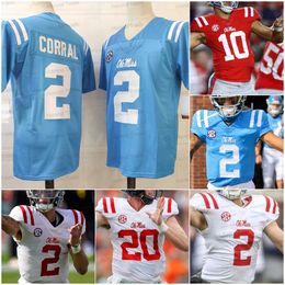 Custom Ole Miss Rebels voetbalshirt Matt Corral John Rhys Plumlee Snoop Conner Drummond Manning A.J.Brown Ealy D.K.Metcalf Henry Parrish Jr. Campbell College