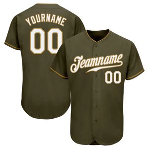 Custom Olive White-Old Gold Authentic Salute a Service Baseball Jersey