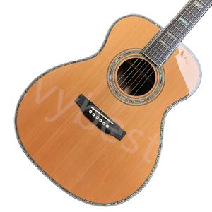 Personnalisé OM 5A tout bois de cèdre massif côté arrière solide reliure d'ormeau acoustique guitare électrique FSM301 pick-up électronique