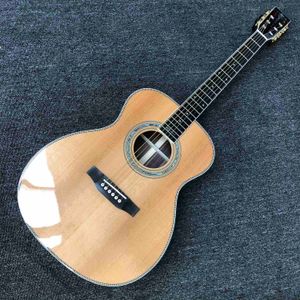 Aangepaste Om Lichaam 40 Inch Solid Cedar Wood Akoestische elektrische gitaar