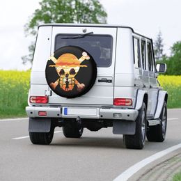 Couverture de pneu de rechange de crâne à une pièce personnalisée pour Honda CRV Monkey Luffy 4x 4x4 Remorque Protégeurs de roues de voiture 14 "15" 16 "17" pouces