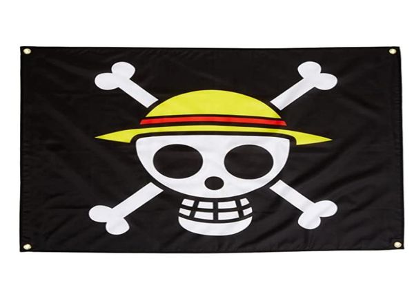 Banderas piratas de sombrero de paja personalizadas de una pieza, pancartas de poliéster 100D de 3x5 pies de alta calidad con ojales de latón 3121460