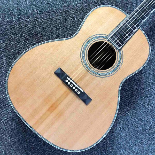 Guitare électrique acoustique personnalisée OOO 39 pouces, dessus en cèdre, poupée classique fendue, incrustation d'arbre de vie avec types de couleurs