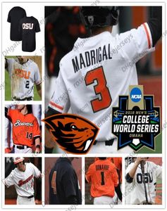 Custom Oregon State Beavers OSU baseball blanc orange noir cousu n'importe quel nom numéro 3 Nick Madrigal 35 Adley Rutschman 2018 CWS 9801620