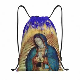 Personnalisé Notre-Dame de Guadalupe Mexicaine Vierge Marie Mexique Tilma Sacs à cordon Femmes Hommes Sports légers Gym Sac à dos de stockage N7Rf #