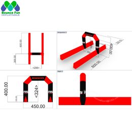 Custom Outdoor Racing Sponsor gebruikte stabiele opblaasbare startaffinfinale boog aanpasbare boog voor advertentiesportevenementen
