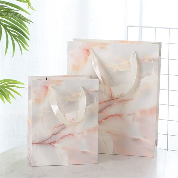 Emballage personnalisé marbre vêtements shopping papier main retour sac de mariage cadeau d'anniversaire 220706