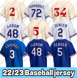 48 Jacob DeGrom Maillot de baseball Texa Corey Seager Marcus Semien Jon Gray Martin Perez Maillots Ranger Jonah Heim Nathaniel Lowe Brad Miller Leody Taveras