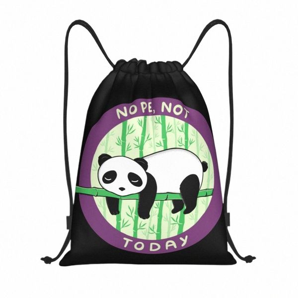 Sacs à cordon personnalisés Panda pas aujourd'hui, pour l'entraînement, le Yoga, pour femmes et hommes, sac à dos de sport Animal Kawaii, 080T #
