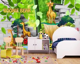 Aangepast Papel de Parede 3D Fotobehang voor slaapkamer Animal Park Cartoon Kinderkamer Wanden Stickers Muurschildering