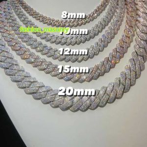 Aangepaste Pass Diamond Test Vvs Moissanite Diamond Cubaanse Link Chain 10mm 12mm 15mm 18mm 20mm Hip Hop Ketting Mannen 925 Sieraden