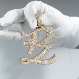 Testeur de diamant personnalisé, plaqué or 18 carats, couleur d, pendentif Moissanite Vvs, lettre glacée, nom, numéro