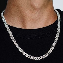 Tester diamant personnalisé bijoux hip hop bijoux sterling sier 6 mm 8 mm iced vvs Cuban Link Moisanite chaîne pour hommes