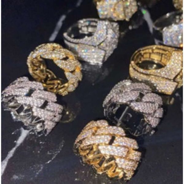 Testeur de diamant personnalisé Hip Hop Vvs Moissanite, bague de mariage glacée, or véritable 10k 14k, bijoux fins pour hommes et femmes