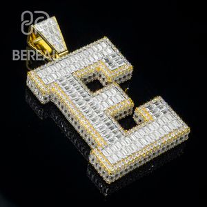 Probador de diamantes de paso personalizado moissanita letra grande E helado Real 10K 14K quilates colgante de oro Natural blanco encontrar joyería para hombre