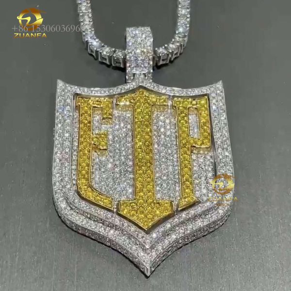 Testeur de diamant personnalisé VVS Moissanite, pendentif Hip Hop, bijoux en argent jaune CZ, couches de pierre, pendentifs glacés personnalisés