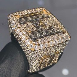 Probador de pase personalizado Vvs Iced Out Baguette letra nombre Moissanite Hip Hop joyería Sier 10K 14K anillo de oro para hombres y mujeres