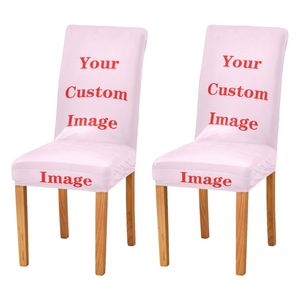 Housse de chaise à motif personnalisé, en Spandex, élastique, amovible, extensible, pour canapé, fauteuils, mariage, Banquet, 2 pièces, 220607
