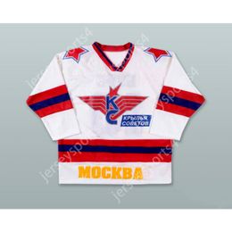 Aangepaste PAVEL BURE 10 KRYLYA SOVETOV MOSKOU VLEUGELS WITTE HOCKEY JERSEY NIEUWE Top gestikt S-M-L-XL-XXL-3XL-4XL-5XL-6XL