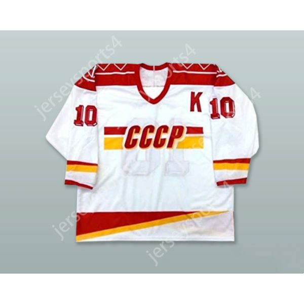 Pavel Bure personalizado 10 USSR CCCP White Hockey Jersey Nuevo top S-M-L-XL-XXL-3XL-4XL-5XL-6XL