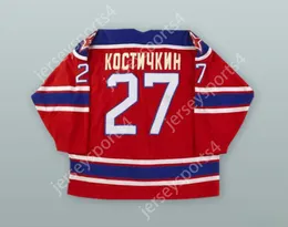 Custom Pavel Kostichkin 27 Sovjet Red Army Red Hockey Jersey Top STITTER S-M-L-XL-XXL-3XL-4XL-5XL-6XL