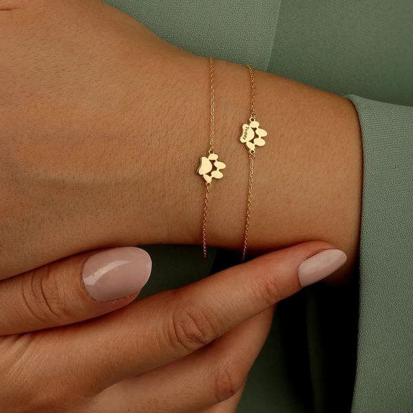 Bracelet personnalisé avec nom imprimé patte, Bracelets minimalistes, vente en gros, manchette en acier inoxydable, bijoux de déclaration pour femmes 240110