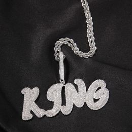 Lettres personnalisées pendentif collier charme Bling glacé Zircon 18 carats véritable plaqué or pour hommes bijoux