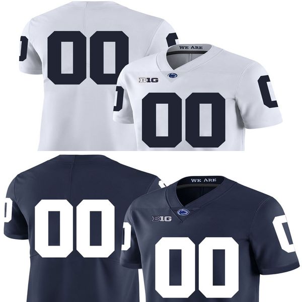 Maillots Penn State personnalisés personnaliser hommes collège bleu blanc nous drapeau mode taille adulte football américain porter cousu jersey ordre de mélange