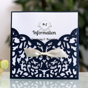 Tarjeta de invitación de boda personalizada de oro Wishmade Hollow con sobres Compromiso Matrimonio Cumpleaños Boda Proveedores Accesorio