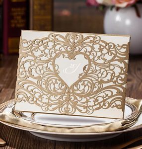 Invitation de mariage personnalisée en or Wishmade avec enveloppes sceaux impression personnalisée pour wedding8280899