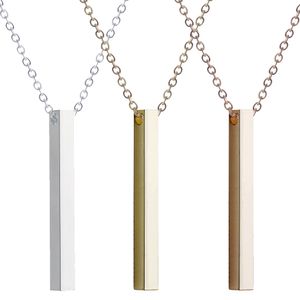 Aangepaste gepersonaliseerde verticale bar ketting zilver gegraveerde datum naam hanger ketting voor vrouwen bruiloft sieraden jubileum moeder geschenk