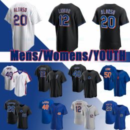 Aangepaste Pete Alonso Francisco Lindor Max Scherzer Baseball Jerseys Justin Verlander Kodai Senga Daniel Vogelbach Brandon Nimmo Keith Brett Baty McNeil Marte Piazza