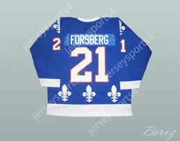 Custom Peter Forsberg 21 Wha Québec Nordiques en maillot de hockey supérieur cousé S-M-L-XL-XXL-3XL-4XL-5XL-6XL