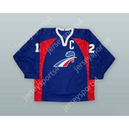 Aangepaste PHILIPPE BOZON 12 FRANKRIJK BLAUWE HOCKEY JERSEY NIEUWE Top gestikt S-M-L-XL-XXL-3XL-4XL-5XL-6XL