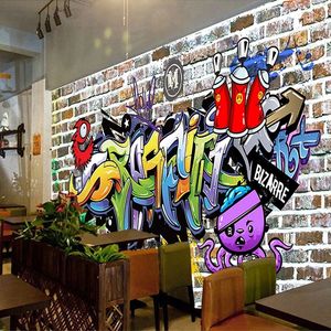 Foto personalizado 3d pintado a mano calle graffiti ladrillo mural ktv bar cafe restaurante cartel decoración arte pared papel tapiz de pared