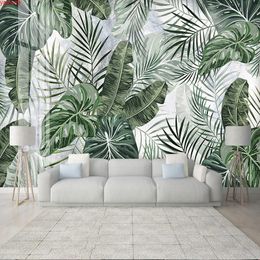 Aangepaste foto 3d muurschildering behang tropische plant bladeren muur decor schilderen slaapkamer woonkamer tv achtergrond fresco coveringgood quatity