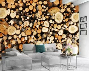 Papier peint Photo personnalisé 3d HD, intérieur en bois, grand et petit bois, revêtement mural pour salon et chambre à coucher