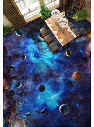 Custom photo flooring wallpaper 3d Wall Stickers Modern Shocking starry sky and interstellar space 3D three-dimensional floor painting home decoration