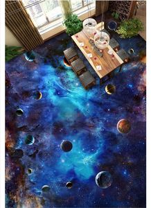 Aangepaste foto vloeren behang 3D muurstickers moderne schokkende sterrenhemel en interstellaire ruimte 3d vloer schilderwanden papieren huizendecoratie