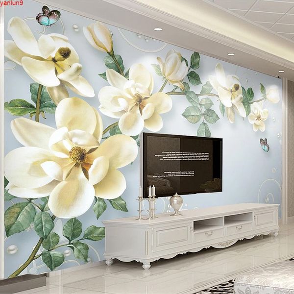 Custom Photo Mural 3D Modern Hand Painted Butterfly Flower Oil Painting Wallpaper Sala de estar Sofá TV Fondo Pintura de pared Buena calidad